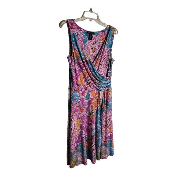 Lauren Ralph Lauren Multicolor Paisley Surplice V-neck sleeveless dress size S - Picture 5 of 15